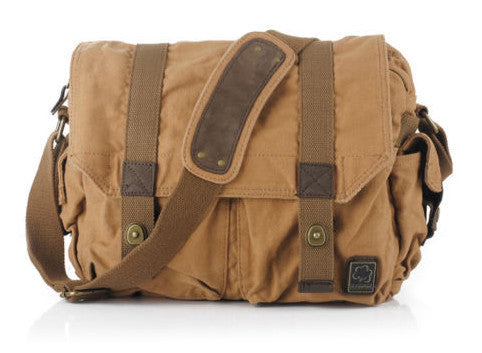 Brown Canvas Heavy Duty Over the Shoulder Bag - 12.5