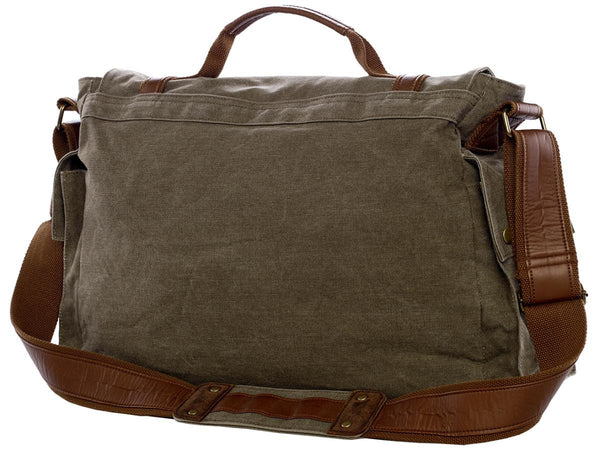  Messenger Bag for Men and Women, Retro Canvas Shoulder Bag  Satchel For College fit 13.3 Inch Laptop (Army Green) : Electronics