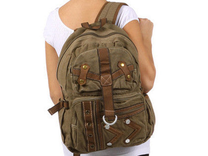 Army Green Multi-Pocket Canvas Backpack - Serbags
 - 2