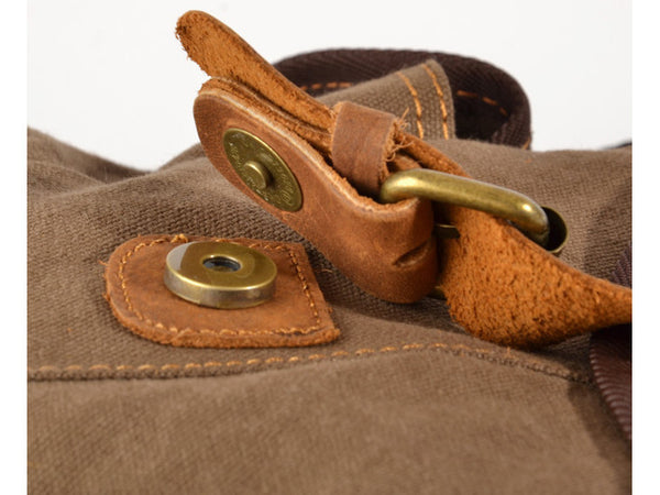 Brown Canvas & Leather Messenger Bag - Serbags
 - 7