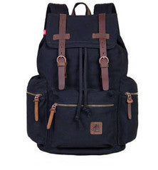 Black Canvas Backpack with Side Pockets - Serbags
 - 1