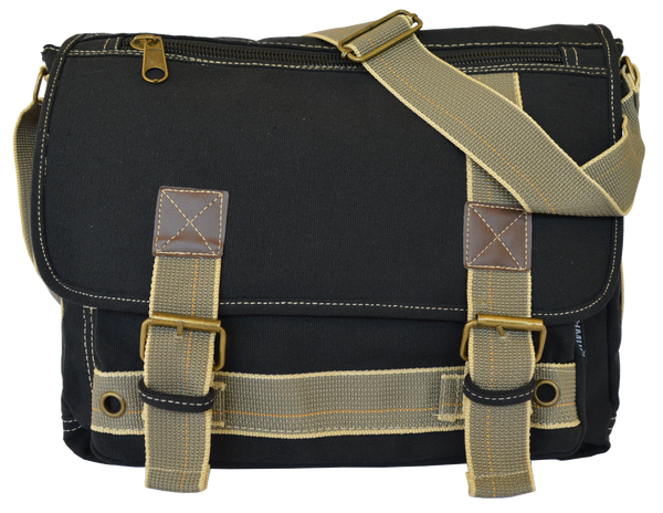 Black Canvas Messenger Bag - Serbags
 - 2
