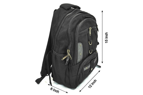 Black Canvas School Outdoor Backpack - Serbags
 - 2