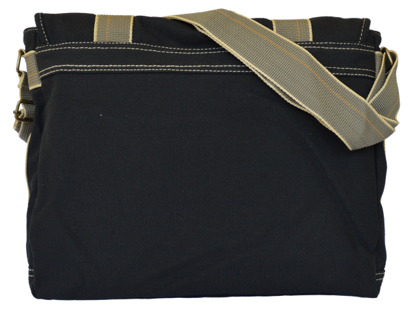 Black Classic Canvas Messenger Bag - Serbags
 - 4