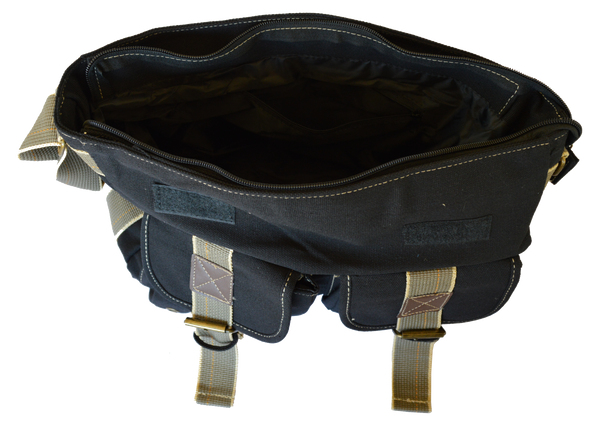Black Classic Canvas Messenger Bag - Serbags
 - 5