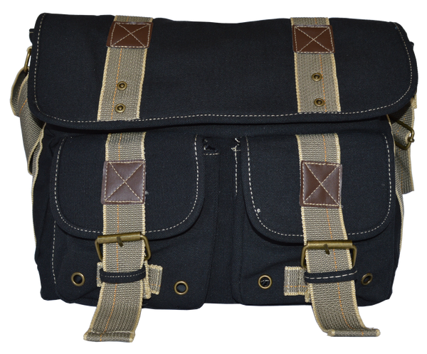 Black Classic Canvas Messenger Bag - Serbags
 - 1