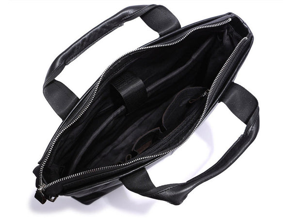 Black Leather Casual & Business Briefcase Laptop Bag - Serbags
 - 14