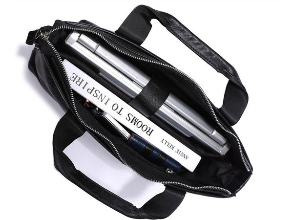 Black Leather Casual & Business Briefcase Laptop Bag - Serbags
 - 17