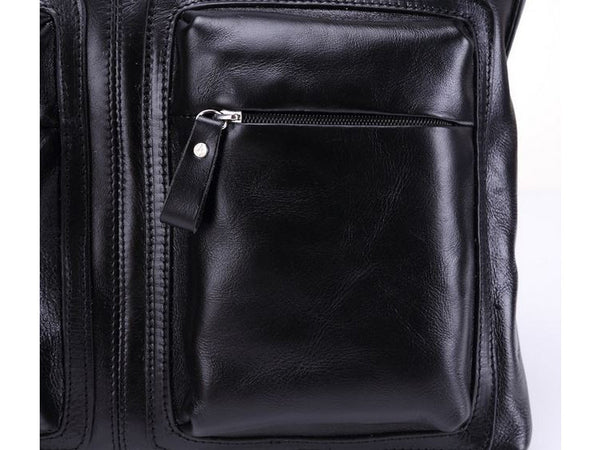 Black Leather Casual & Business Briefcase Laptop Bag - Serbags
 - 18