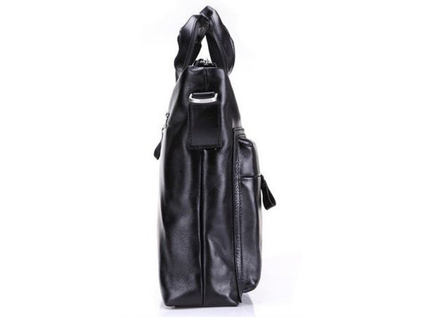 Black Leather Casual & Business Briefcase Laptop Bag - Serbags
 - 6