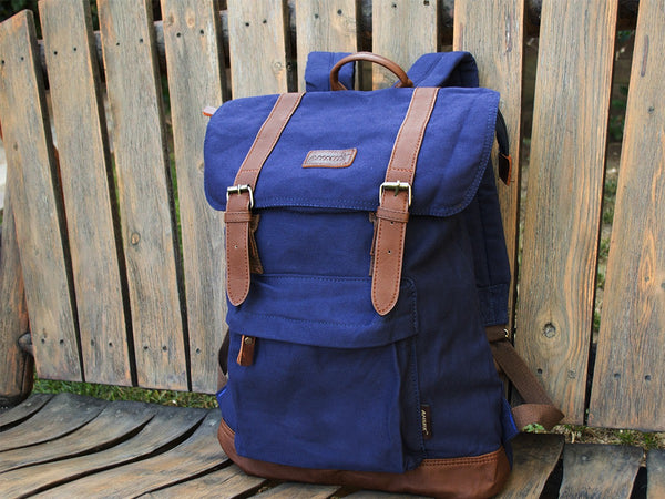 Blue School Backpack with Front Pocket - Serbags
 - 4