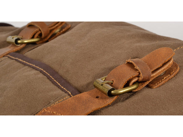Brown Canvas & Leather Messenger Bag - Serbags
 - 4
