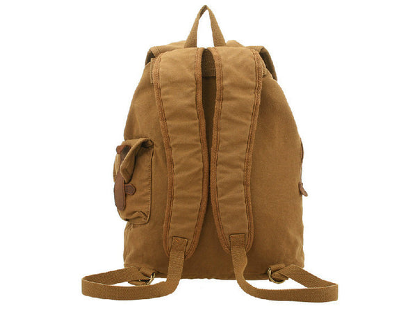Brown Canvas  & Leather Casual Travel Rucksack Backpack - Serbags
 - 10
