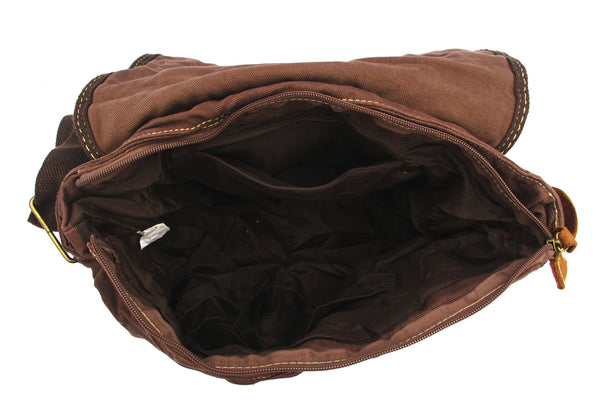 Brown Shoulder Canvas Messenger Bag - Serbags
 - 5