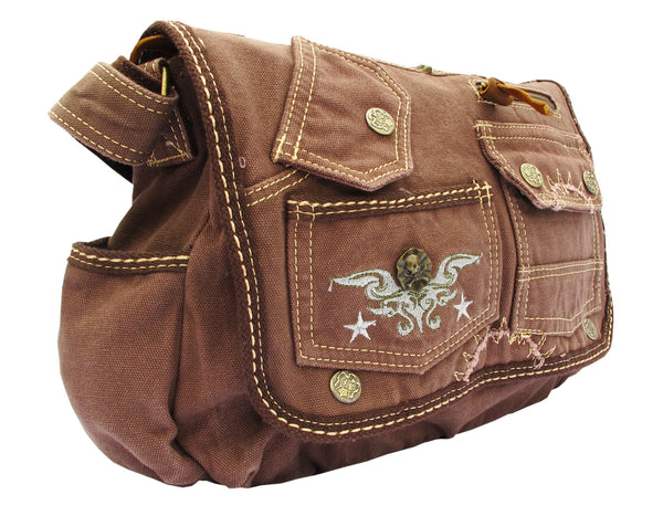 Brown Laptop Cross Body Canvas Messenger Bag - Serbags
 - 2