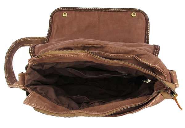 Brown Laptop Cross Body Canvas Messenger Bag - Serbags
 - 5