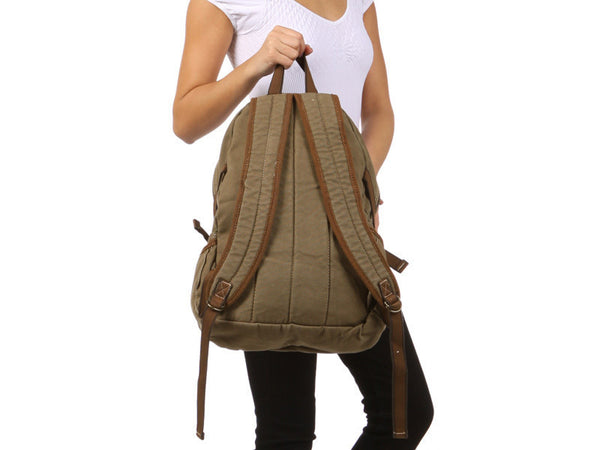 Army Green Multi-Pocket Canvas Backpack - Serbags
 - 4