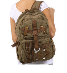 Army Green Multi-Pocket Canvas Backpack - Serbags
 - 1