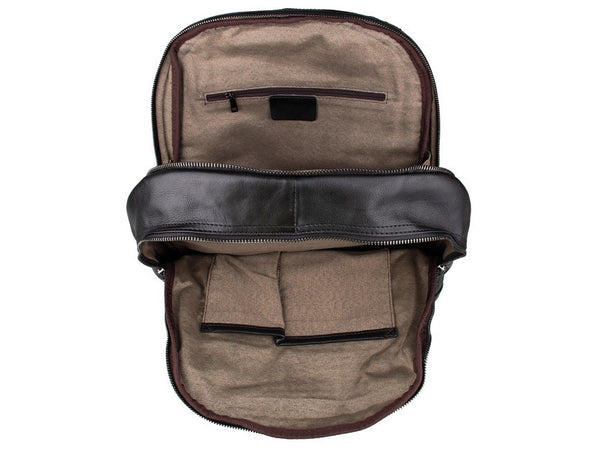Multi Compartment Padded Laptop Leather Backpack