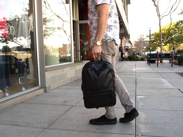 Black Leather Backpack Classic Style